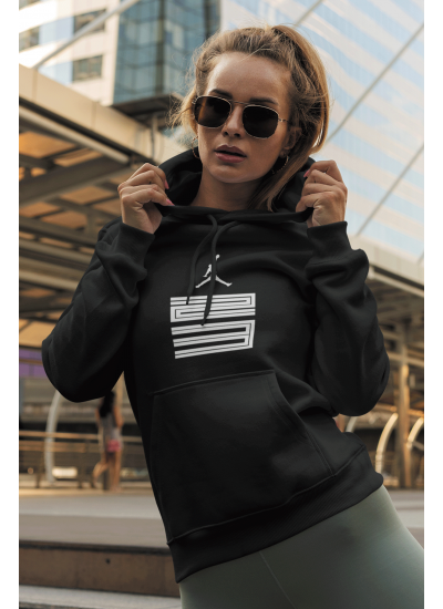 Air Jordan 11 Siyah NBA Kadın Kapşonlu Sweatshirt - Hoodie